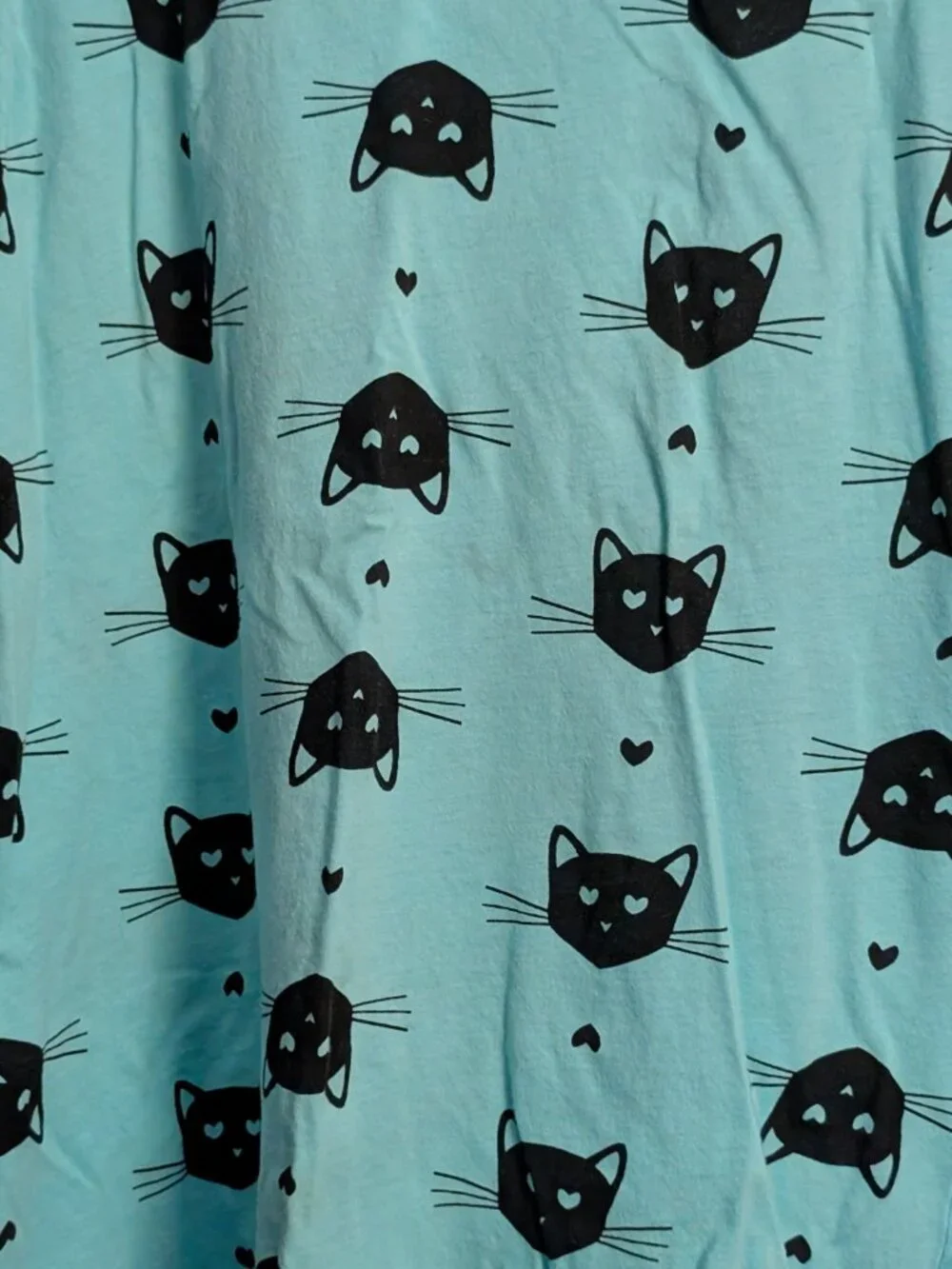 Women's No Boundaries Aqua Sleeveless Tank Top w/Black Cat Faces - Size XL
